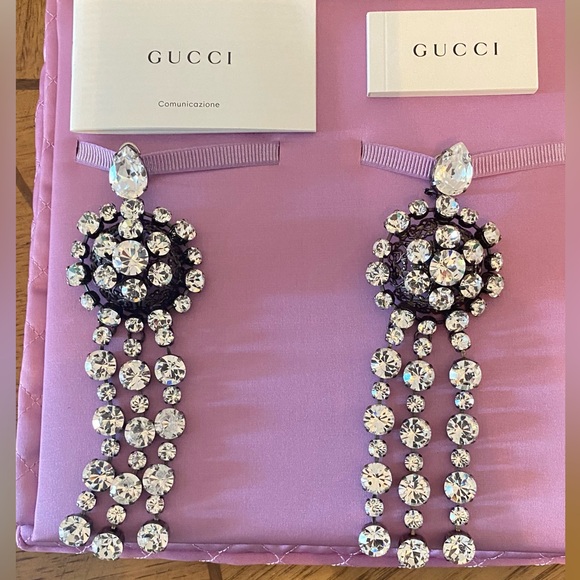 Gucci Crystal Drop Earrings - Silver - Picture 6 of 6